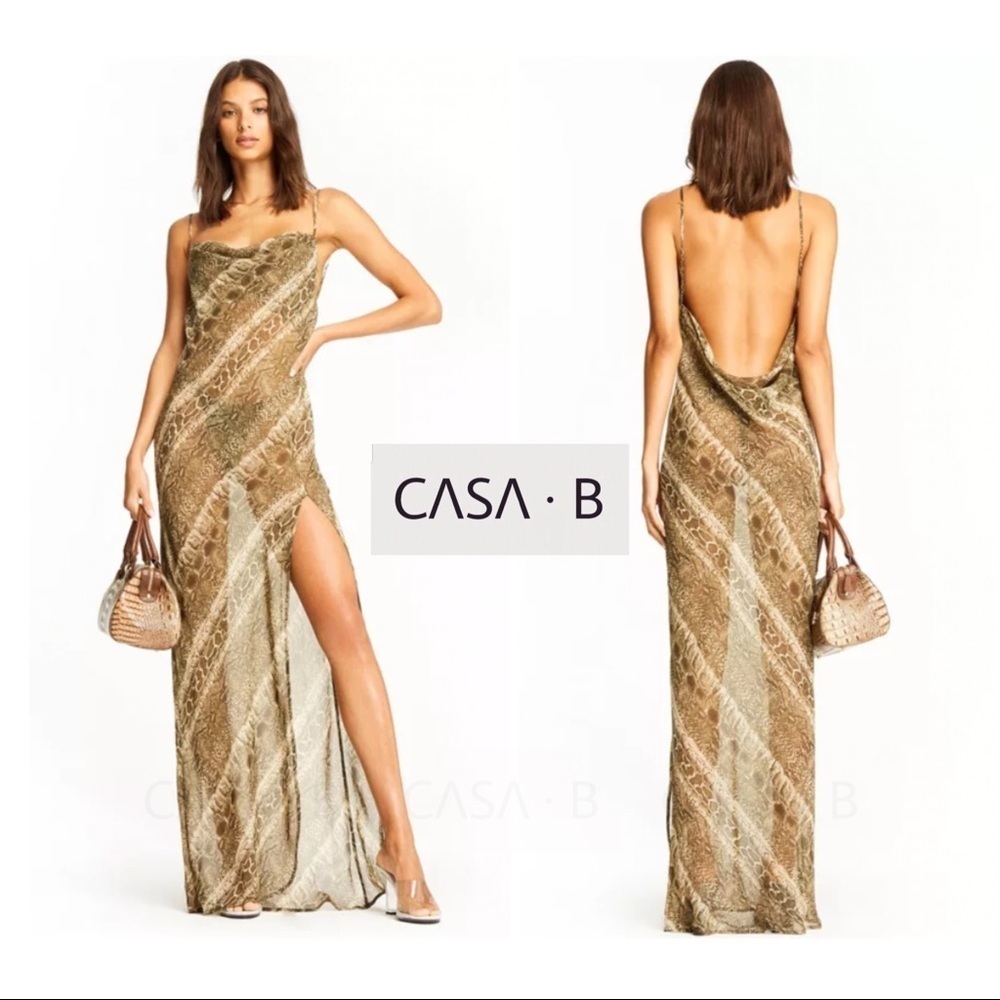 NEW💫CASA B | Snakeskin Print Sheer Chiffon Maxi - Picture 4 of 8